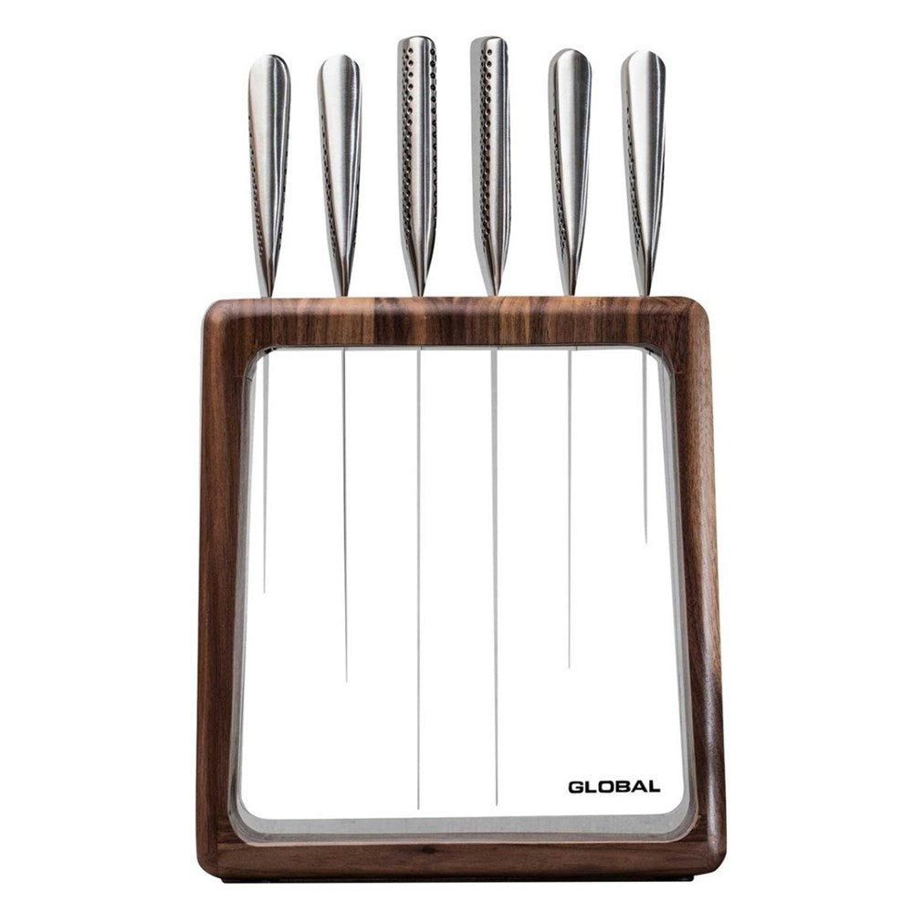 Global Hashira Knife Block Walnut - 7 Piece