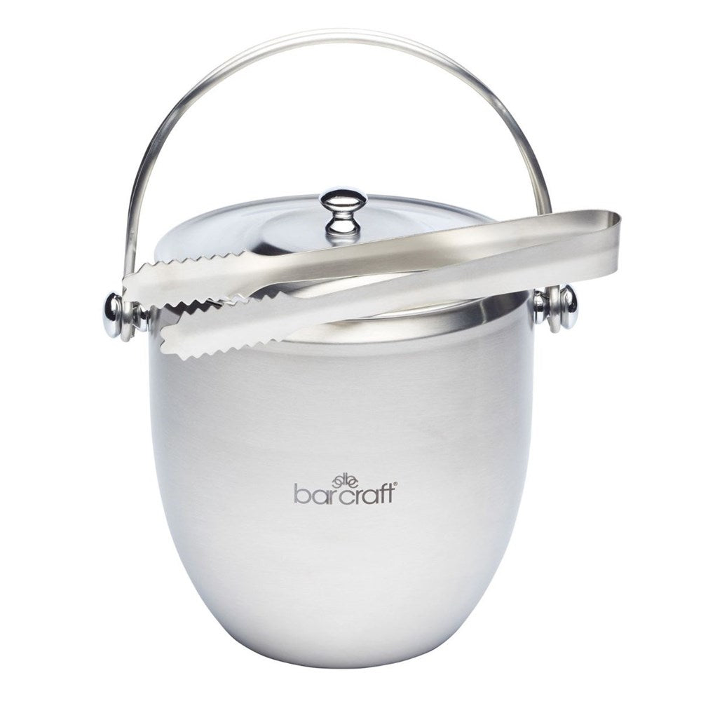 BarCraft Stainless Steel Ice Bucket with Lid and Tongs