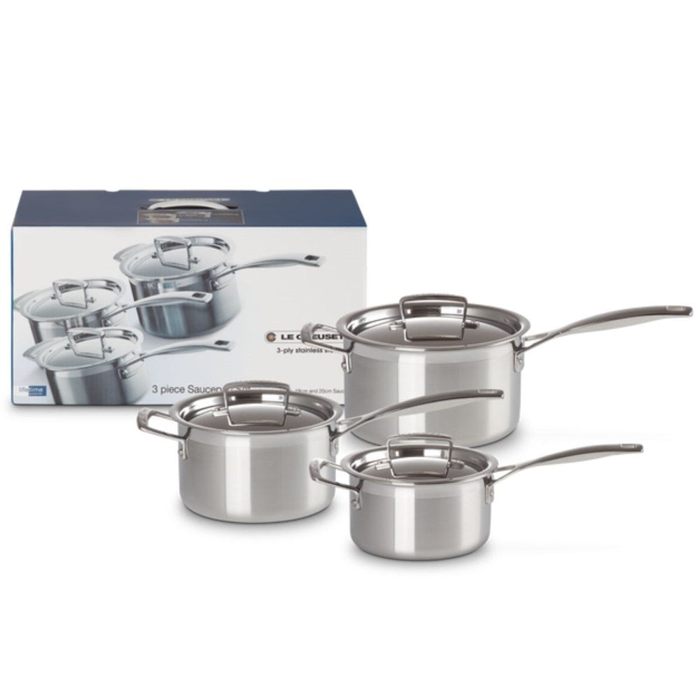 Le Creuset 3 Ply Stainless Steel Saucepan Set - 3 Piece