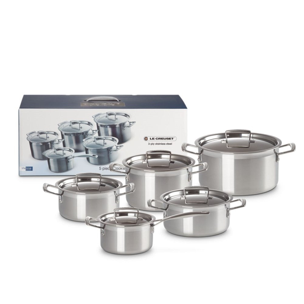 Le Creuset 3 Ply Stainless Steel Cookware Set - 5 Piece