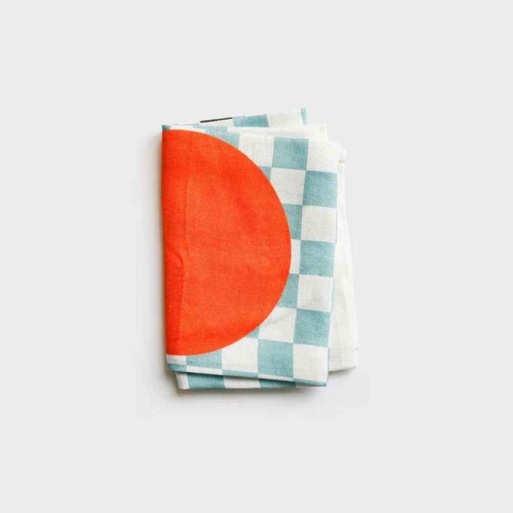 Lettuce Tea Towel - Micro Checkers Orange