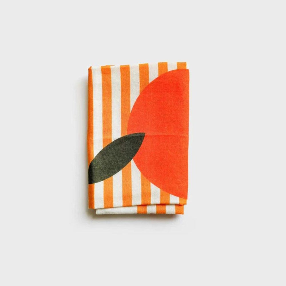 Lettuce Tea Towel - Orange Larger Stripe