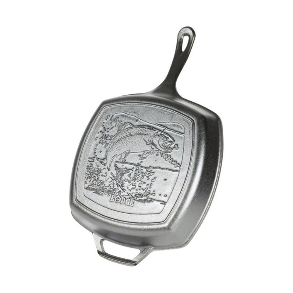 Lodge Cast Iron Wildlife Square Grill Pan Fish - 26cm