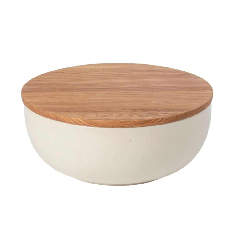 Casafina Serving Bowl with Oak Wood Lid/Cutting Board - 25cm