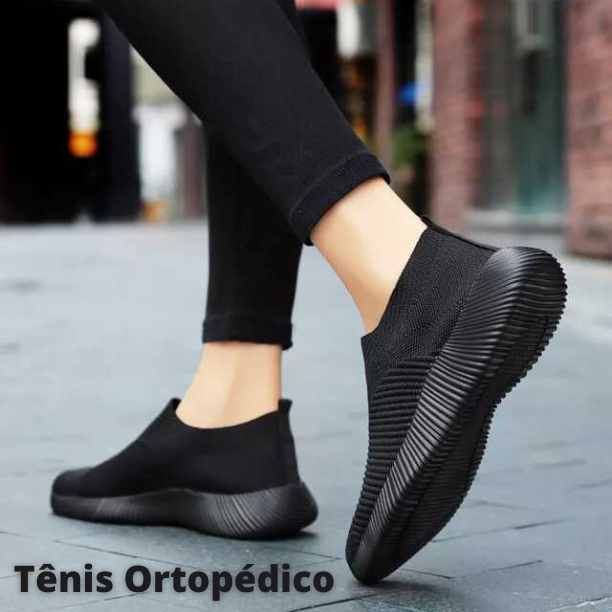 Tênis Slip On para Fascite e Esporão - Preto Copia