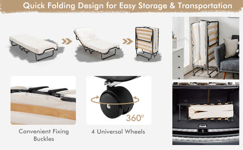 Easy storage folding bed