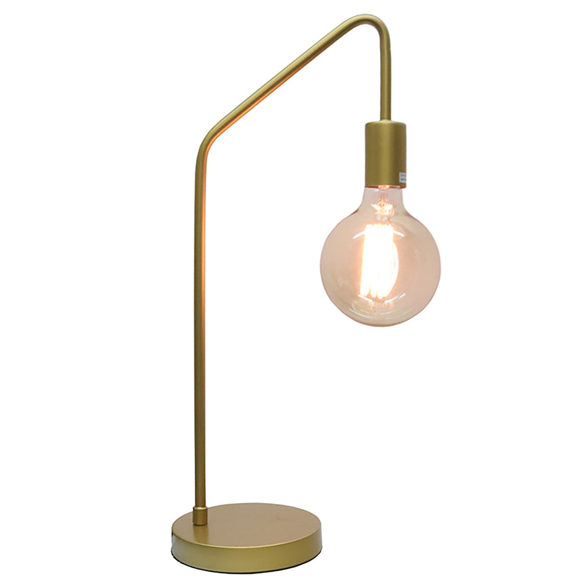 gold table lamp exposed bulb