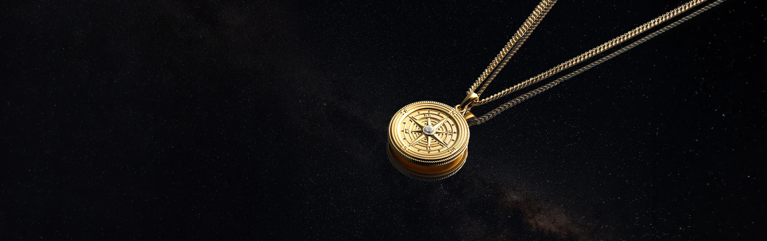 gold compass pendant