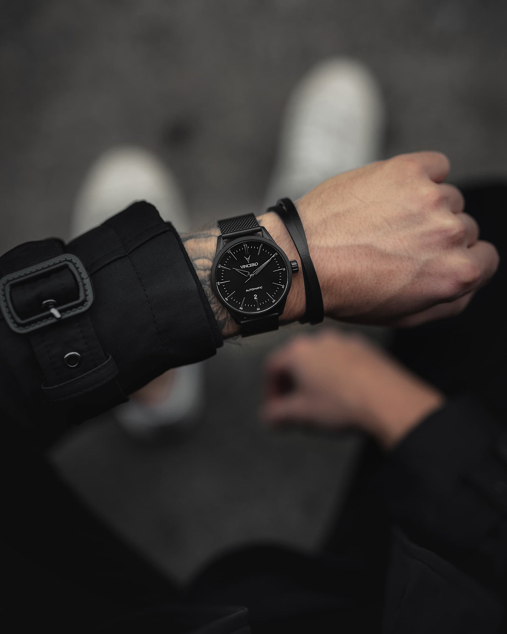 Vincero Men's Modern Stainless Steel Watch Strap | 22mm Matte Black