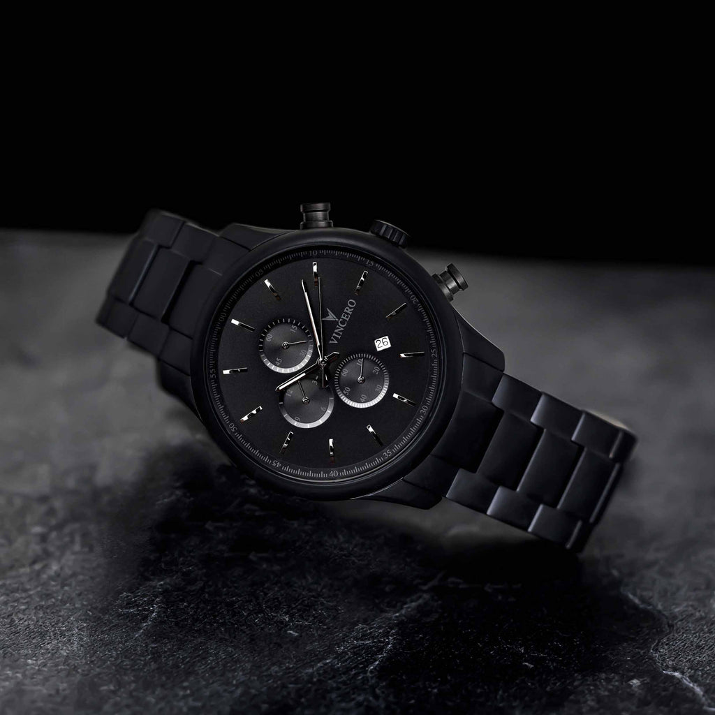 Men’s 40MM Chronograph - Matte Black Steel | Vincero Watches