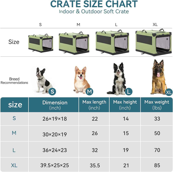 PETSFIT-Portable-Soft Collapsible-Dog-Crate-size-chart