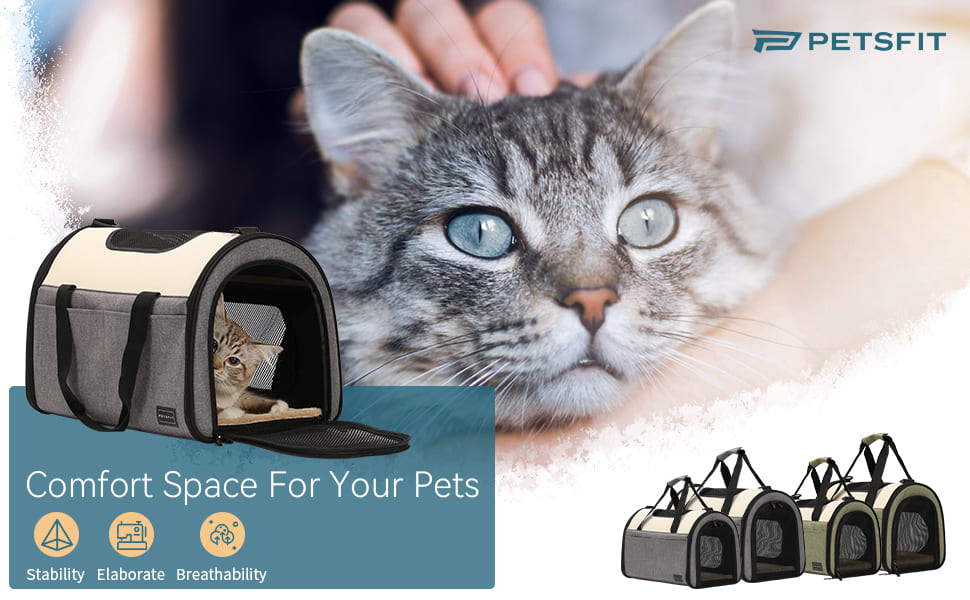 PETSFIT Cat Carrier Bag Dog Carriers Self-Lock Zipper Opening