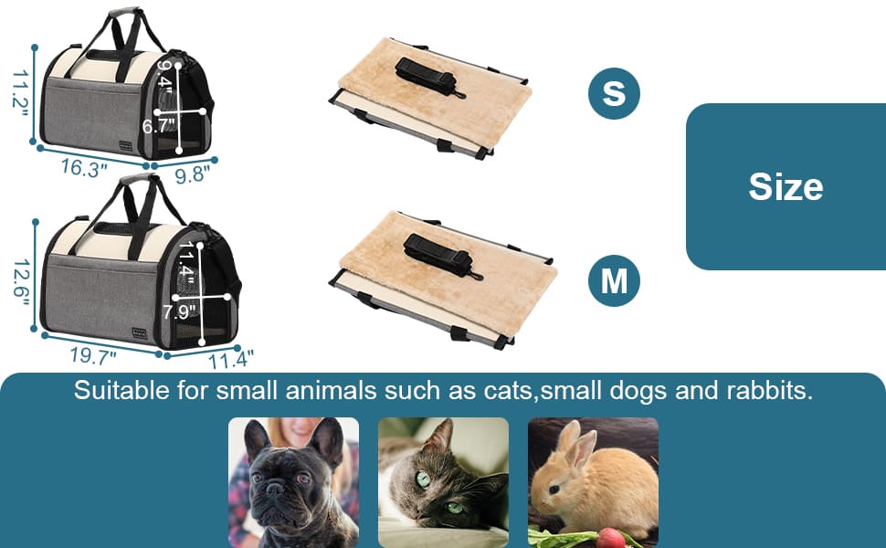 PETSFIT Sac de transport pour chat, porte-chien, ouverture à fermeture éclair autobloquante