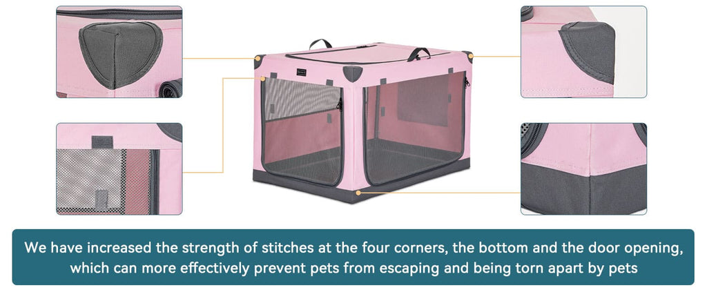 PETSFIT Portable Soft Collapsible Dog Crate Pink