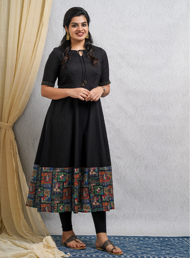 Women's Designer Anarkali Kurta pant with dupatta sets (Black)