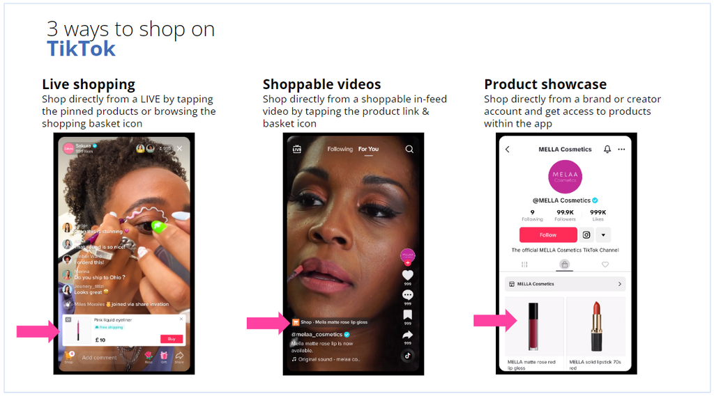 TikTok Live Shopping, TikTok Shoppable Videos, TikTok Product Showcase