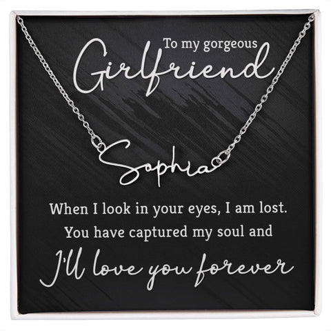 Personalized Nameplate Necklace 18K Gold Plated - Personalized Gift For Gorgeous Girlfriend at $39.95 only from Zetira Jewelry