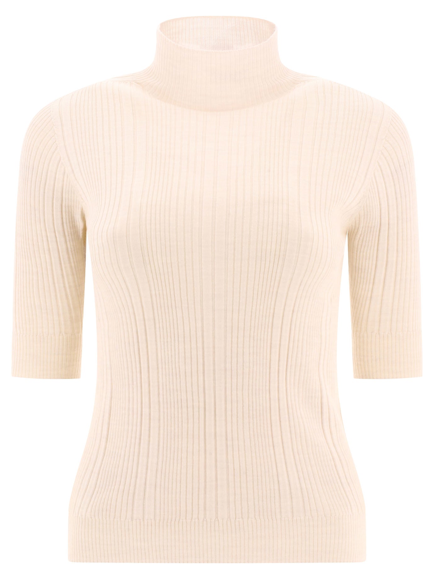 Peserico Ribbed Turtleneck Jumper Knitwear In Neutral