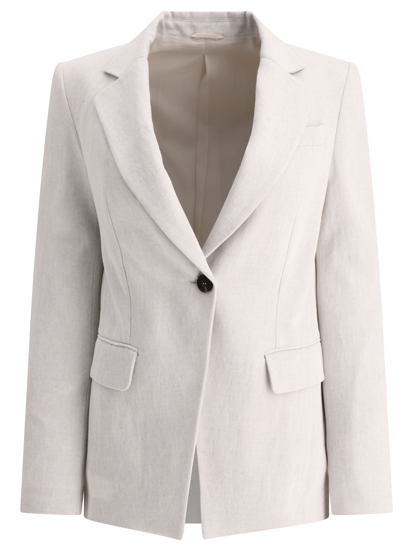 Brunello Cucinelli Cotton Blend Blazer Jackets In Neutral