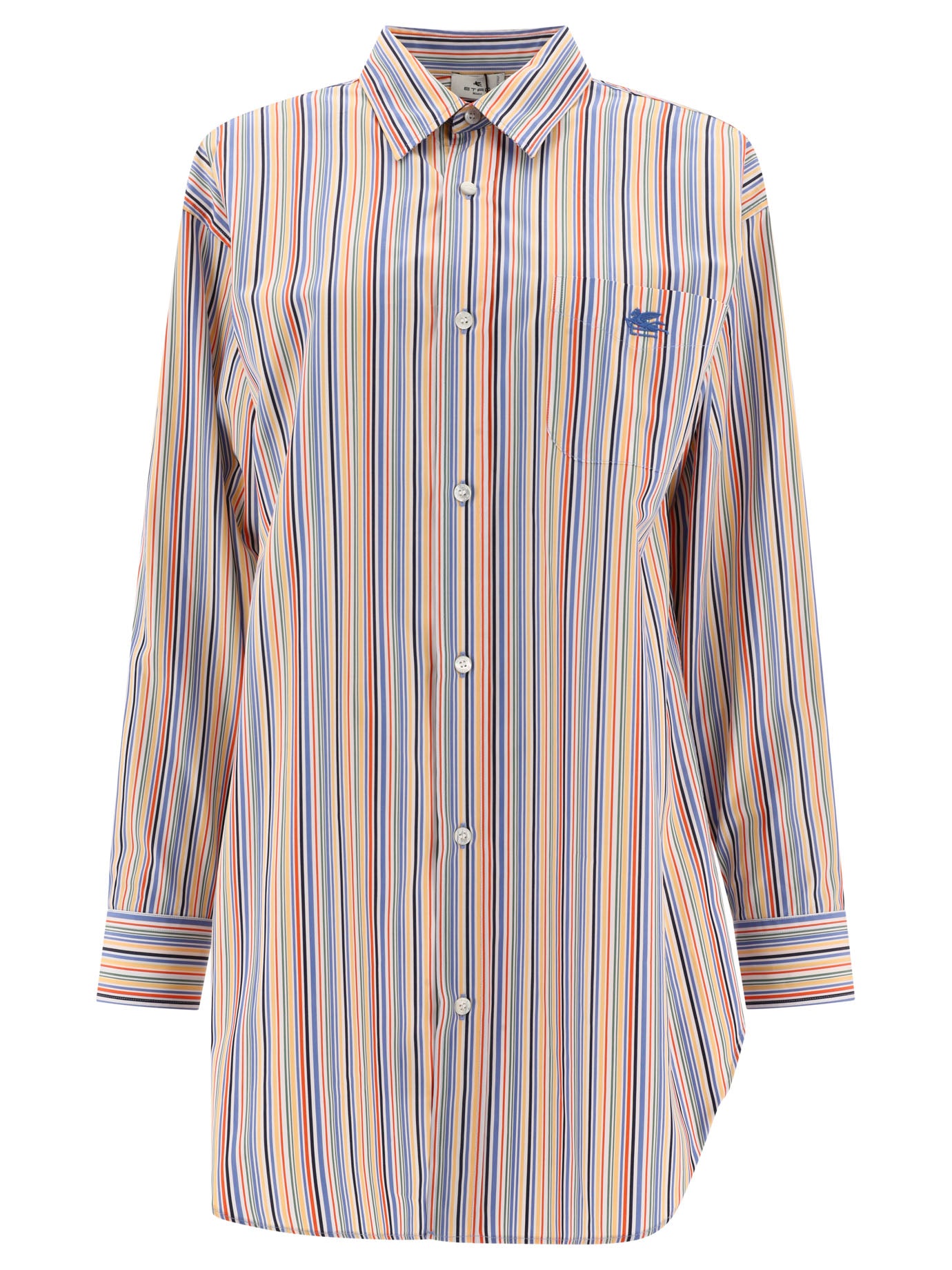 Etro Striped Shirt With Logo Shirts In Multi
