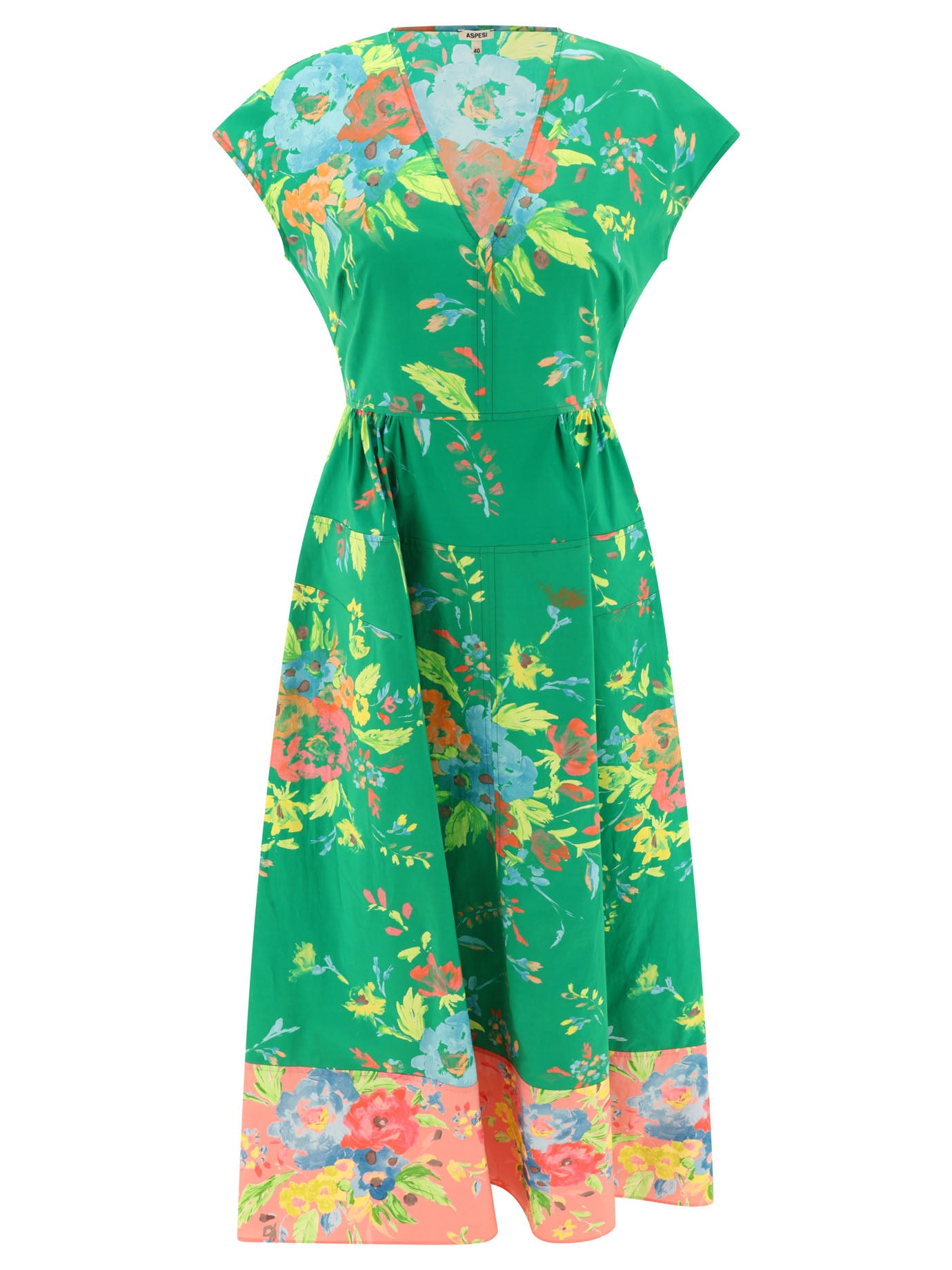 Aspesi Floral-print Dress Dresses In Green