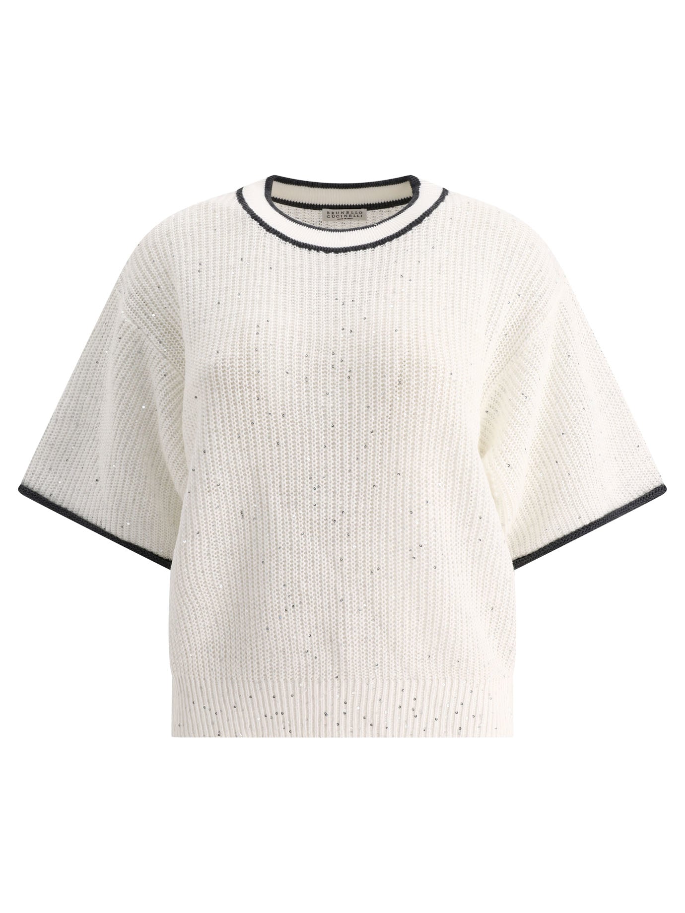 Brunello Cucinelli Linen Jumper With Sequins Knitwear In Neutral