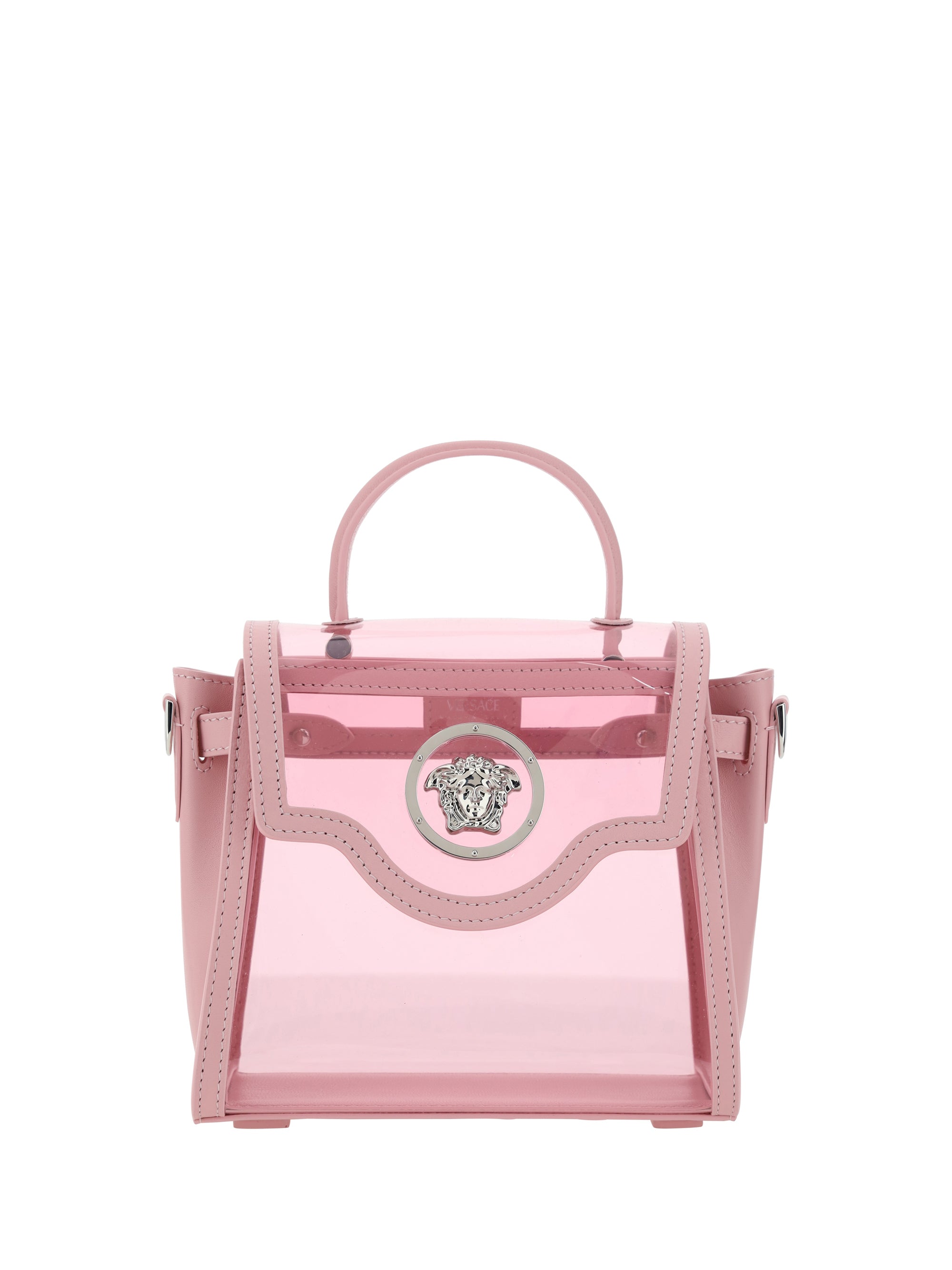 Shop Versace Mini Top Handle In English Rose-palladium