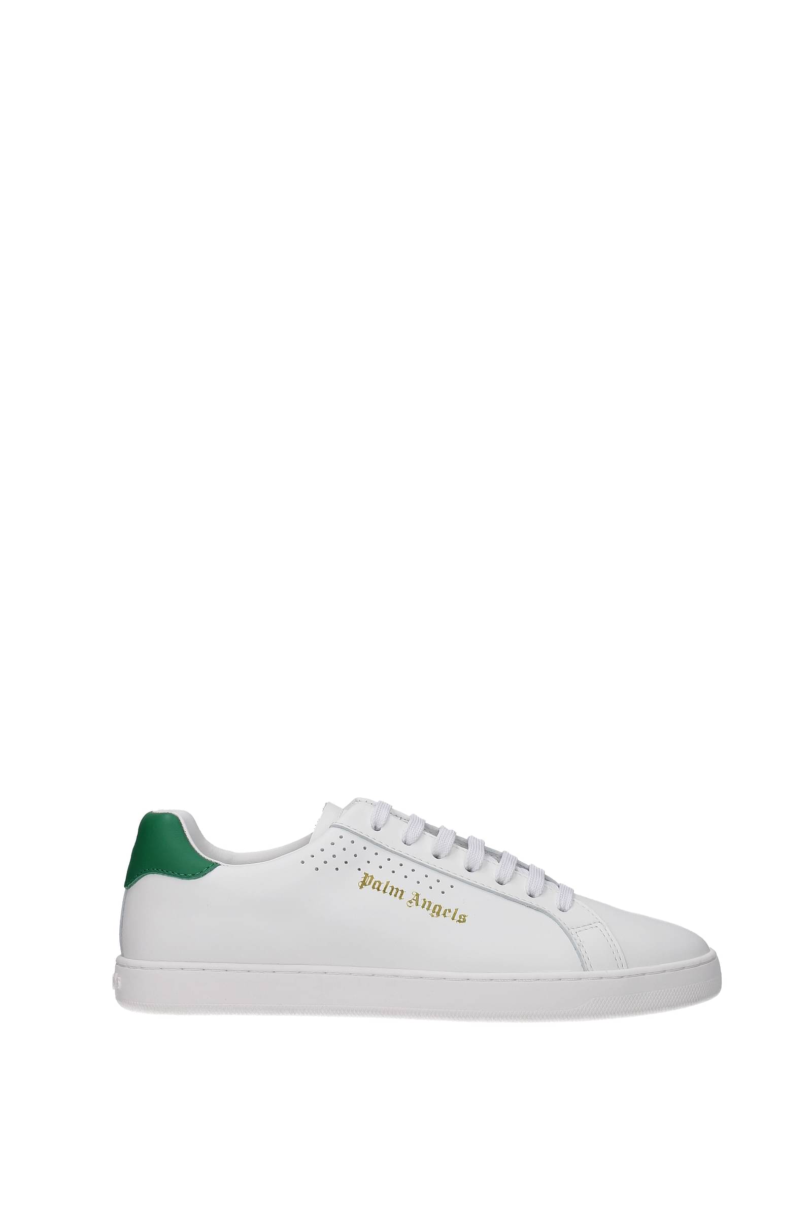 PALM ANGELS SNEAKERS LEATHER WHITE GREEN