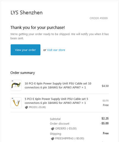 Confirmation Email and Order Processing