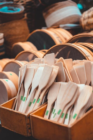 Bamboo utensils spotted in a market. Photo by Imad Alassiry.