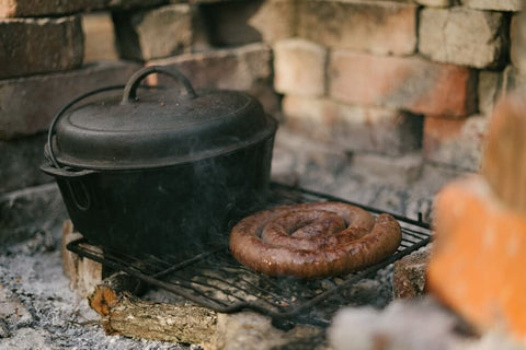 Cast iron retains heat so well that people often use get a cast iron skillet or Dutch oven to cook outdoors. Photo by Harry Cunningham.