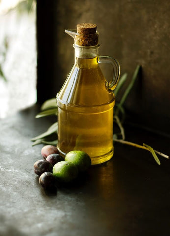Olive oil in a beautiful bottle. Photo by Roberta Sorge.