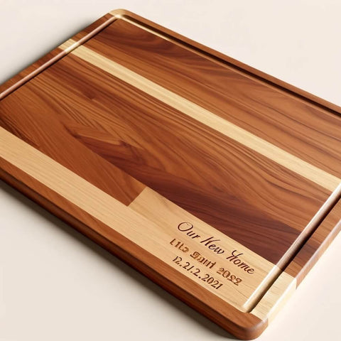 Personalised wooden cutting board.