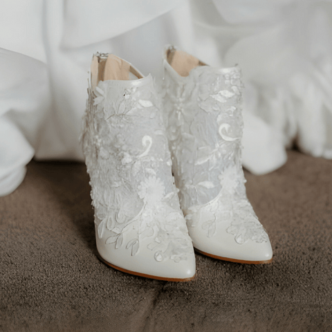 Sequin boots white
