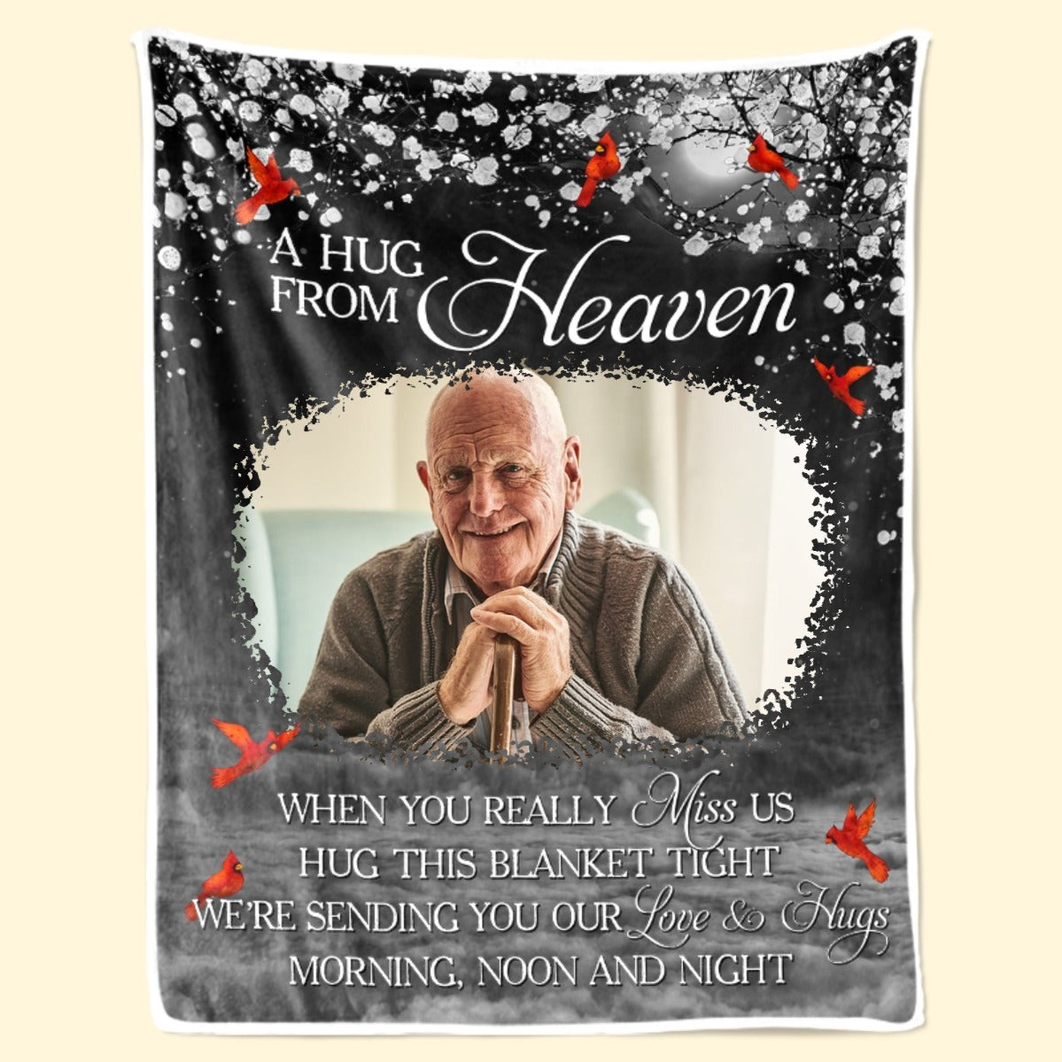 Custom Photo A Hug From Heaven - Memorial Personalized Custom Blanket - Christmas Gift, Sympathy Gift For Family Members