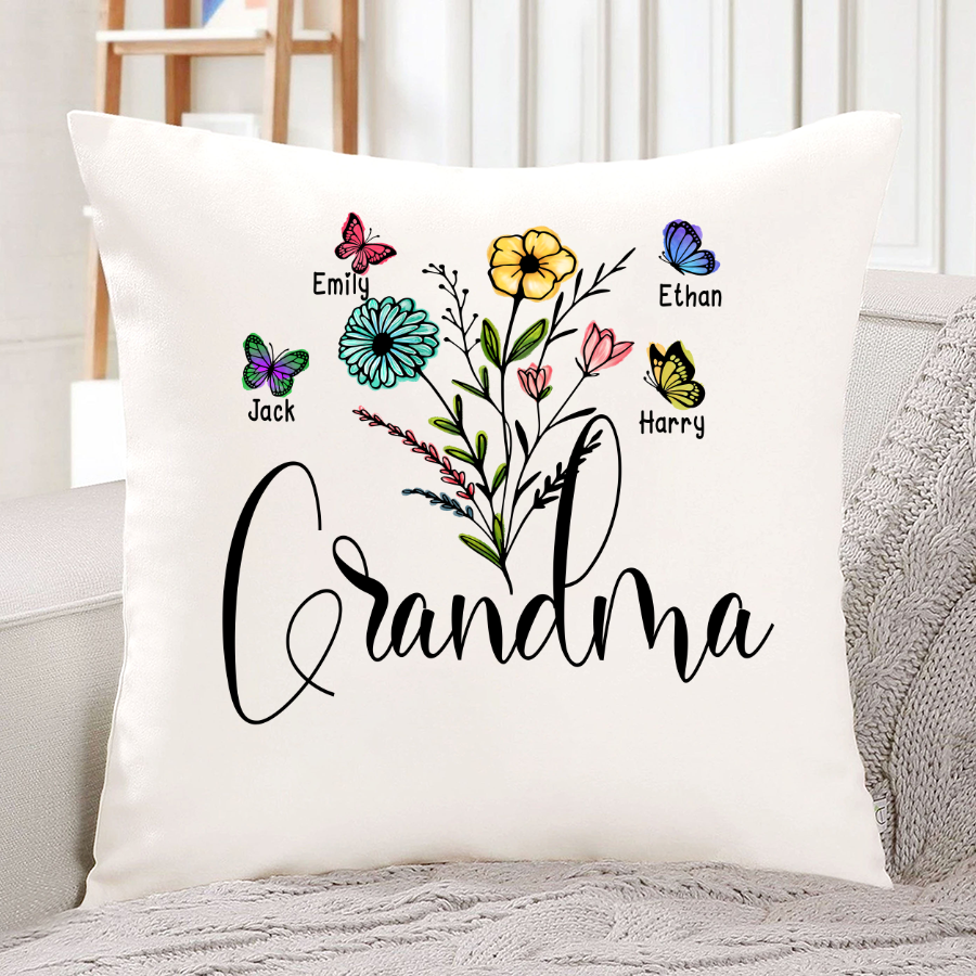 Wildflowers Grandma And Grandkids Art Indoor Pillow
