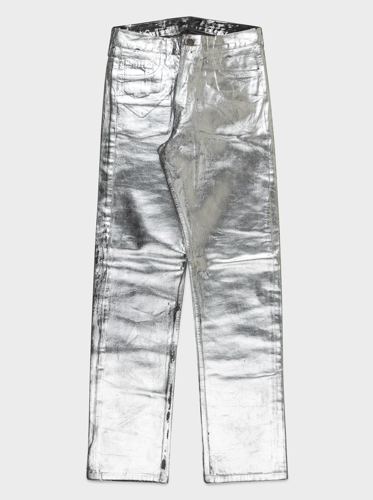 image of Artisanal Silver Painted Jeans