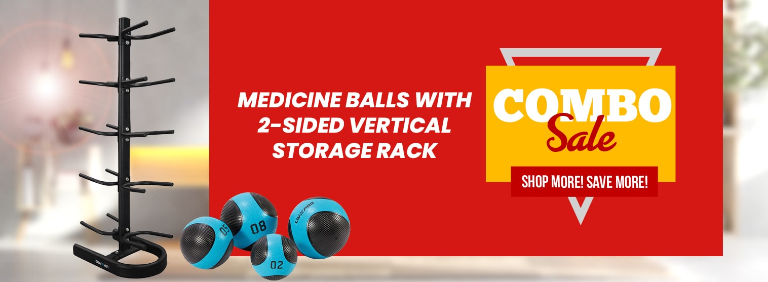 Medicine Balls with 2-Sided Vertical Storage Rack