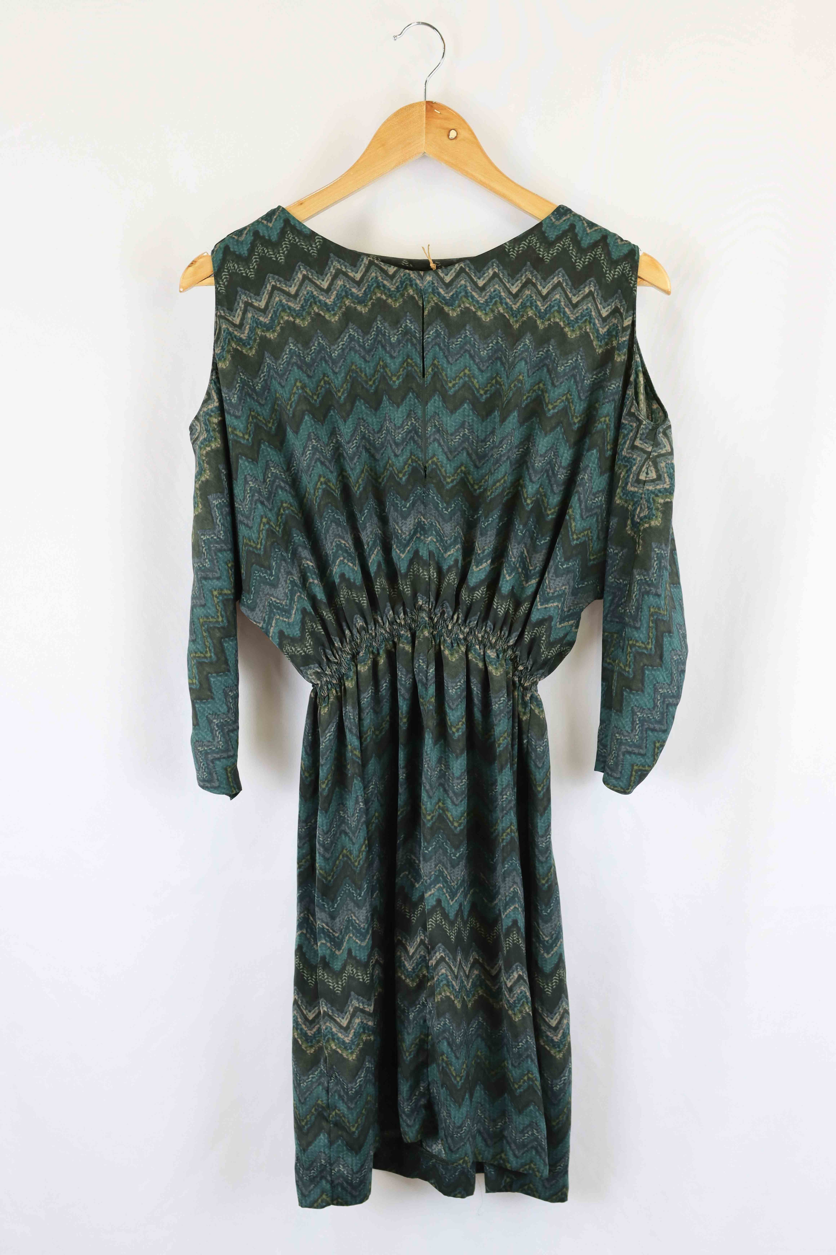 image of Zara Multi Print Cold Shoulder Dress L