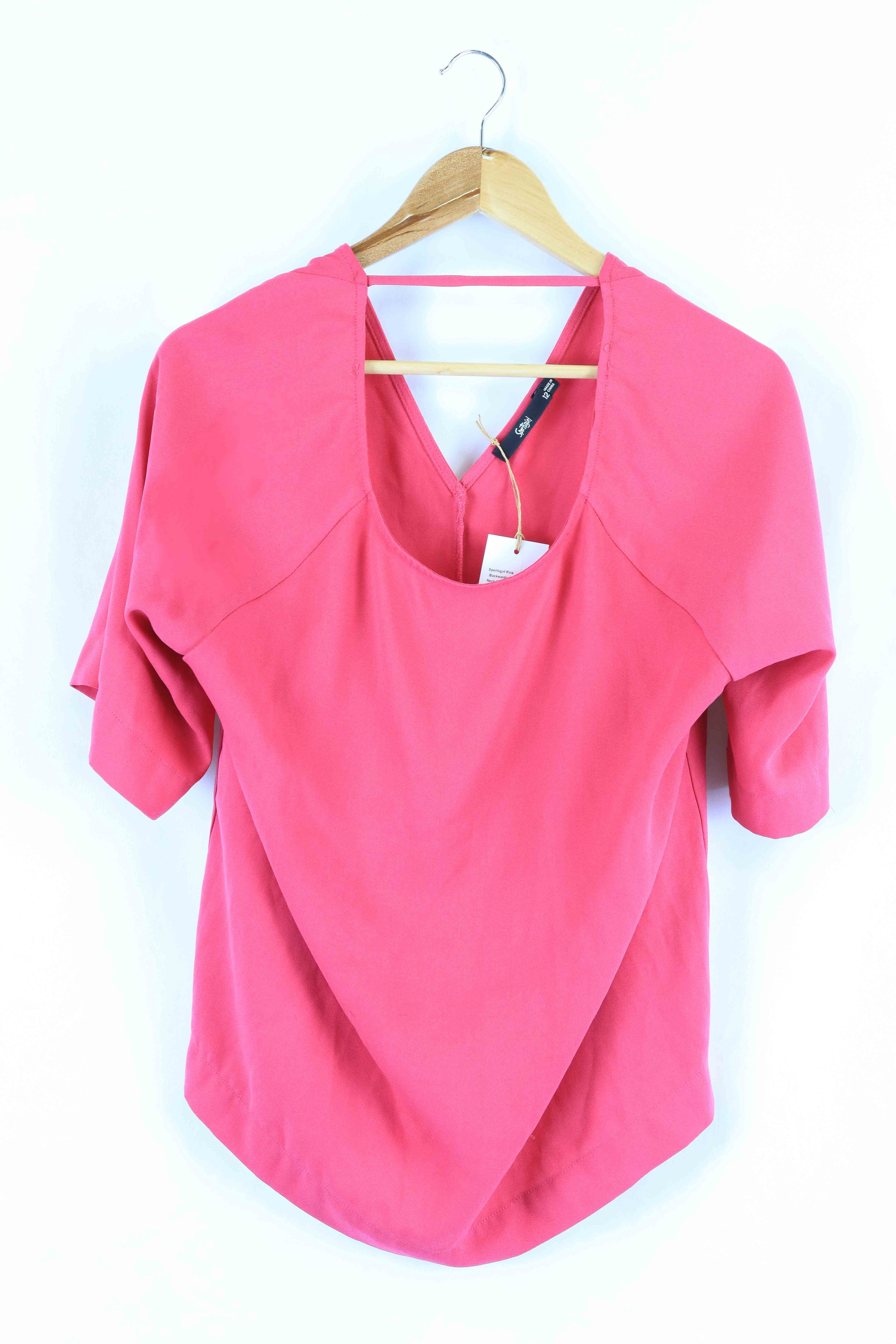 image of Sportsgirl Pink Backwards V Neck T-shirt 12