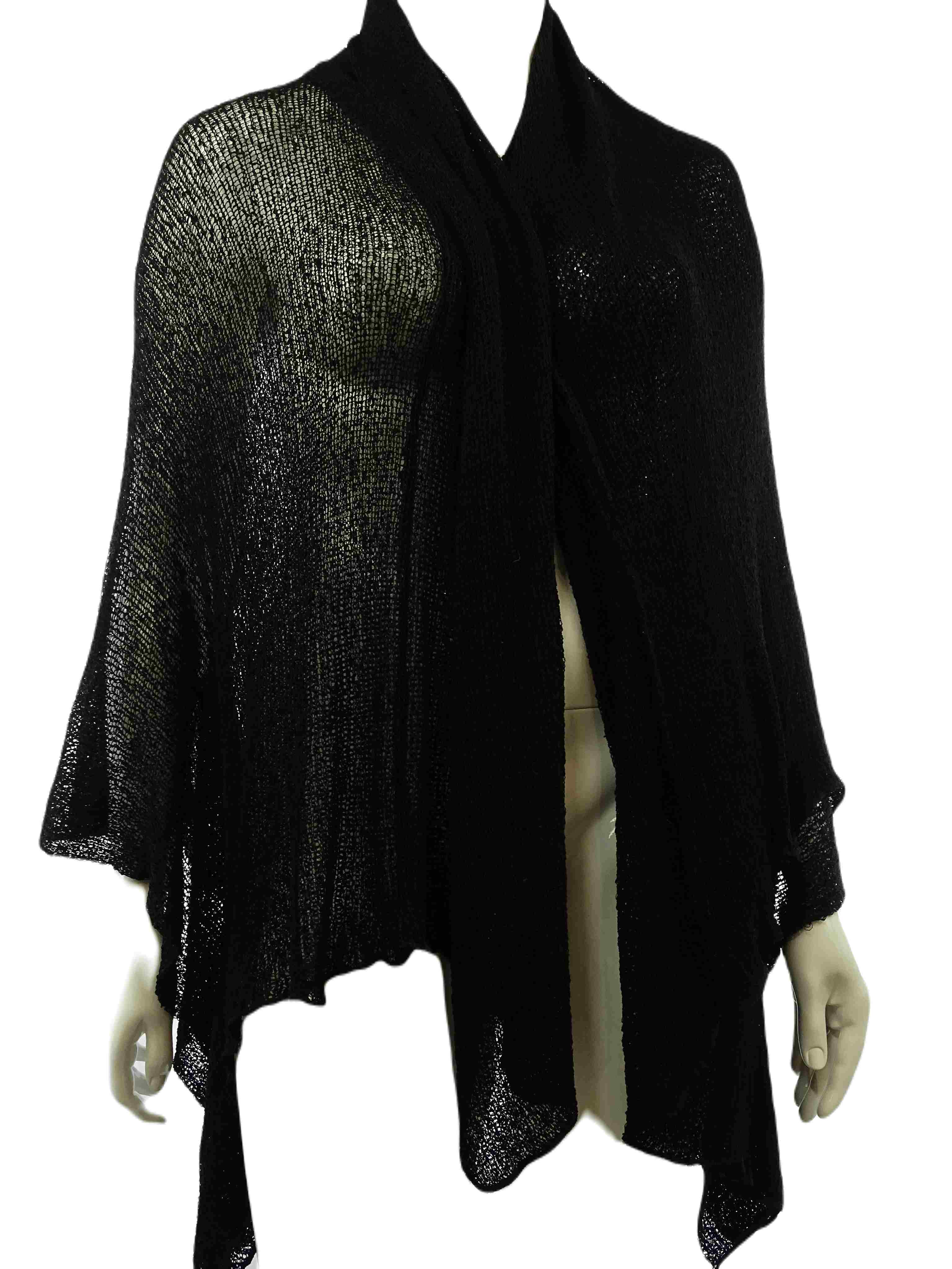 image of Ombak Designs Black Knit Shawl