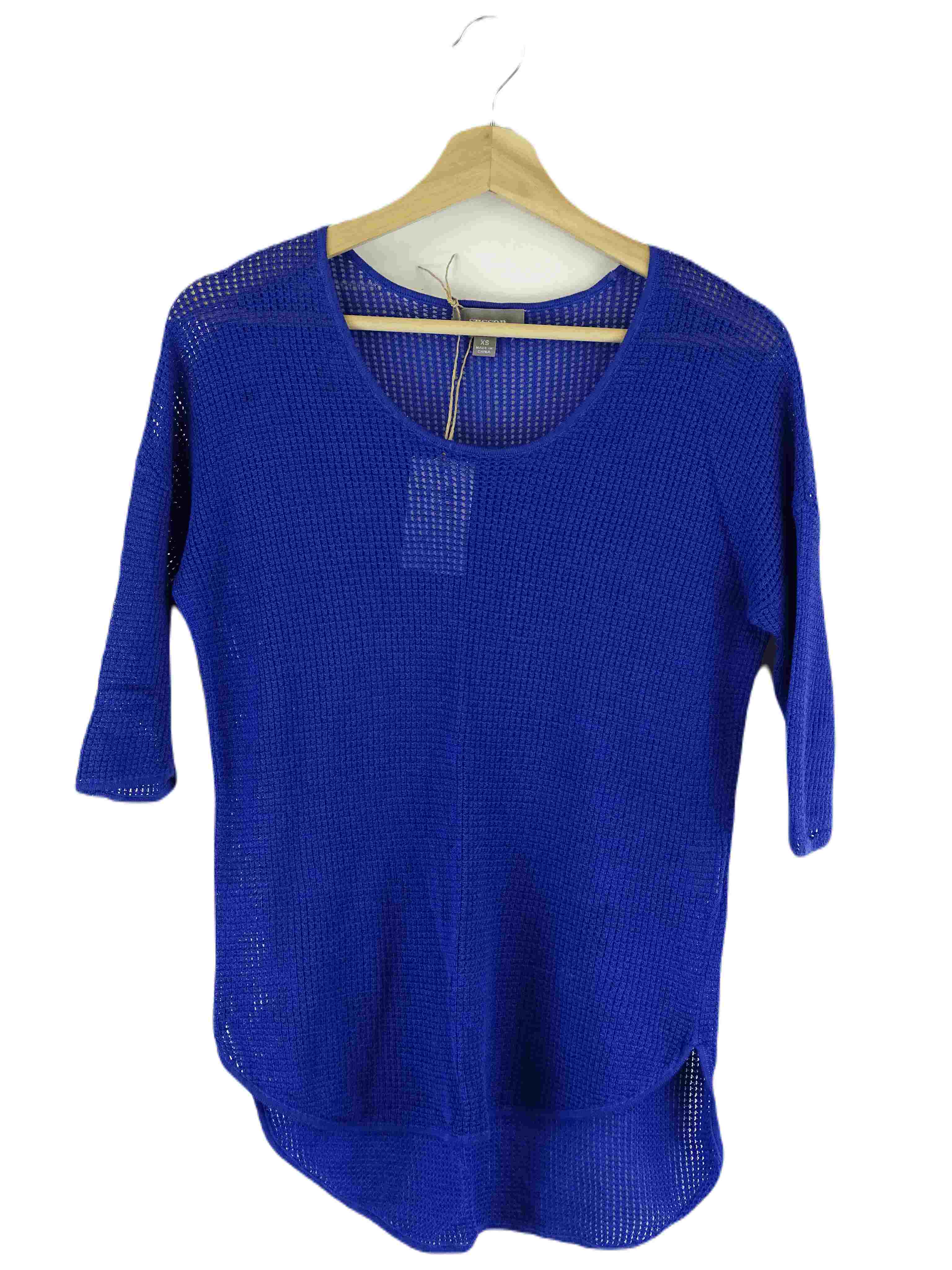 image of Sussan Blue Mesh Top XS