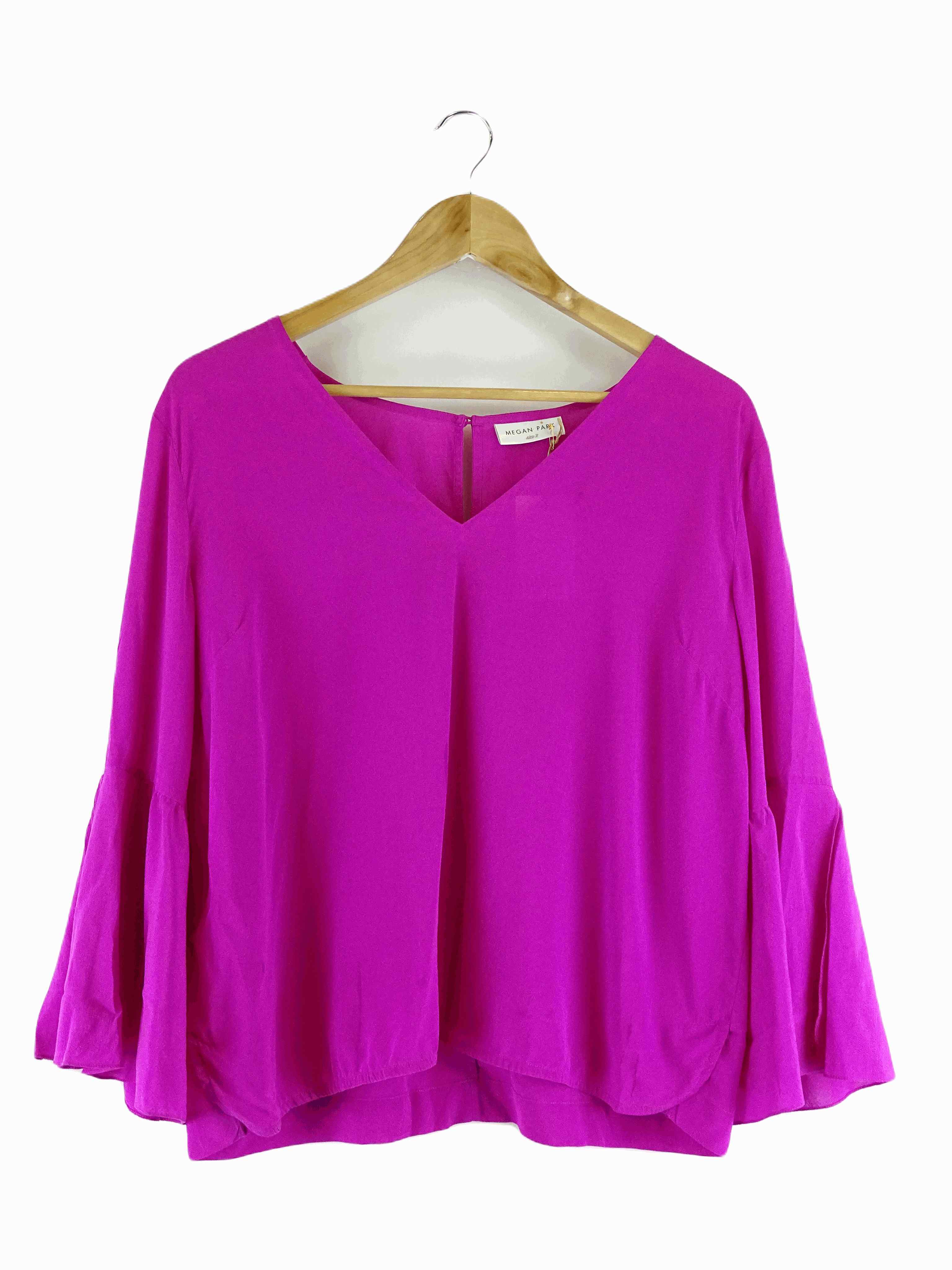 image of Megan Park Pink Silk Blouse M