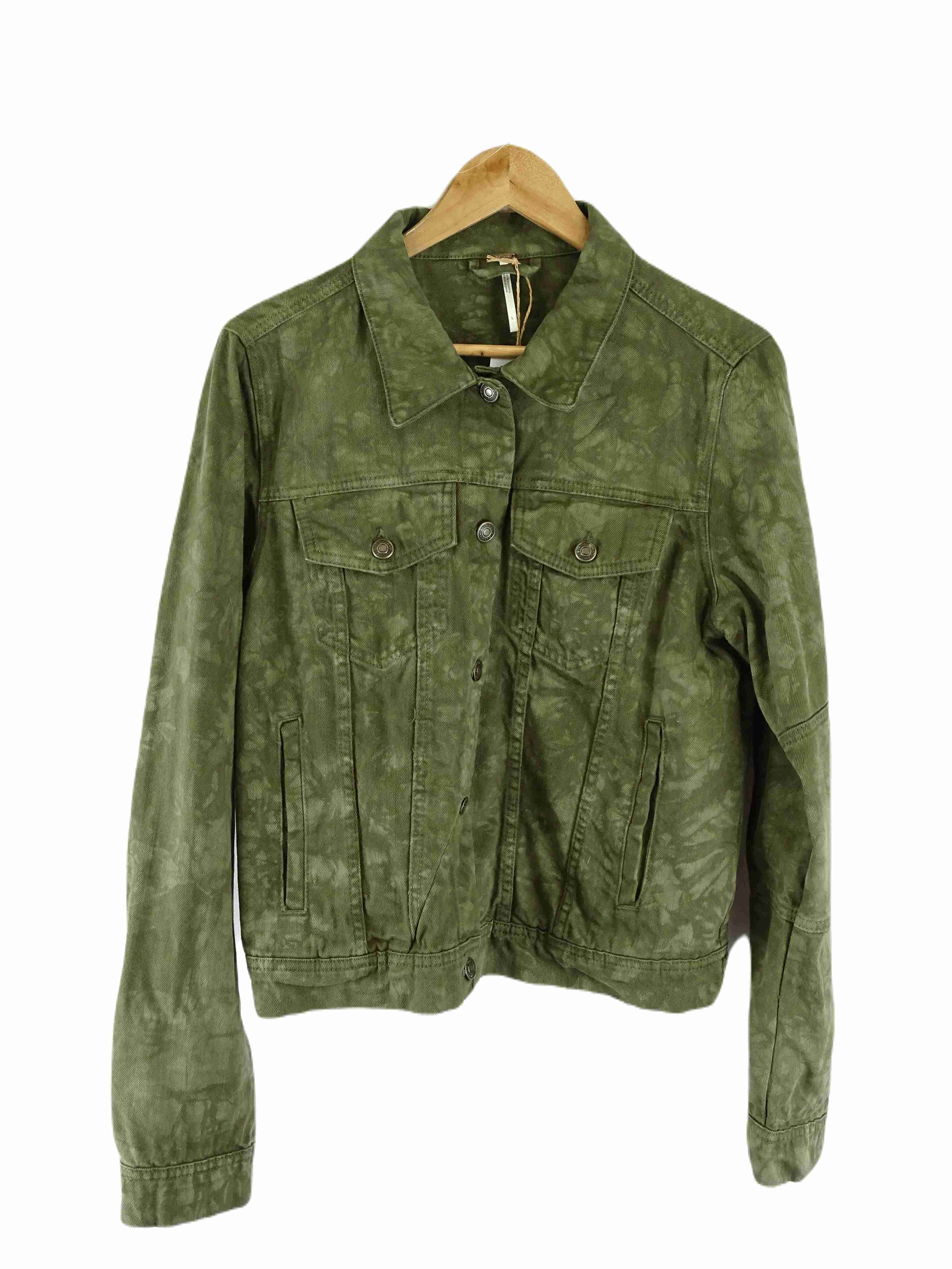 image of Free People Green Denim Jacket L