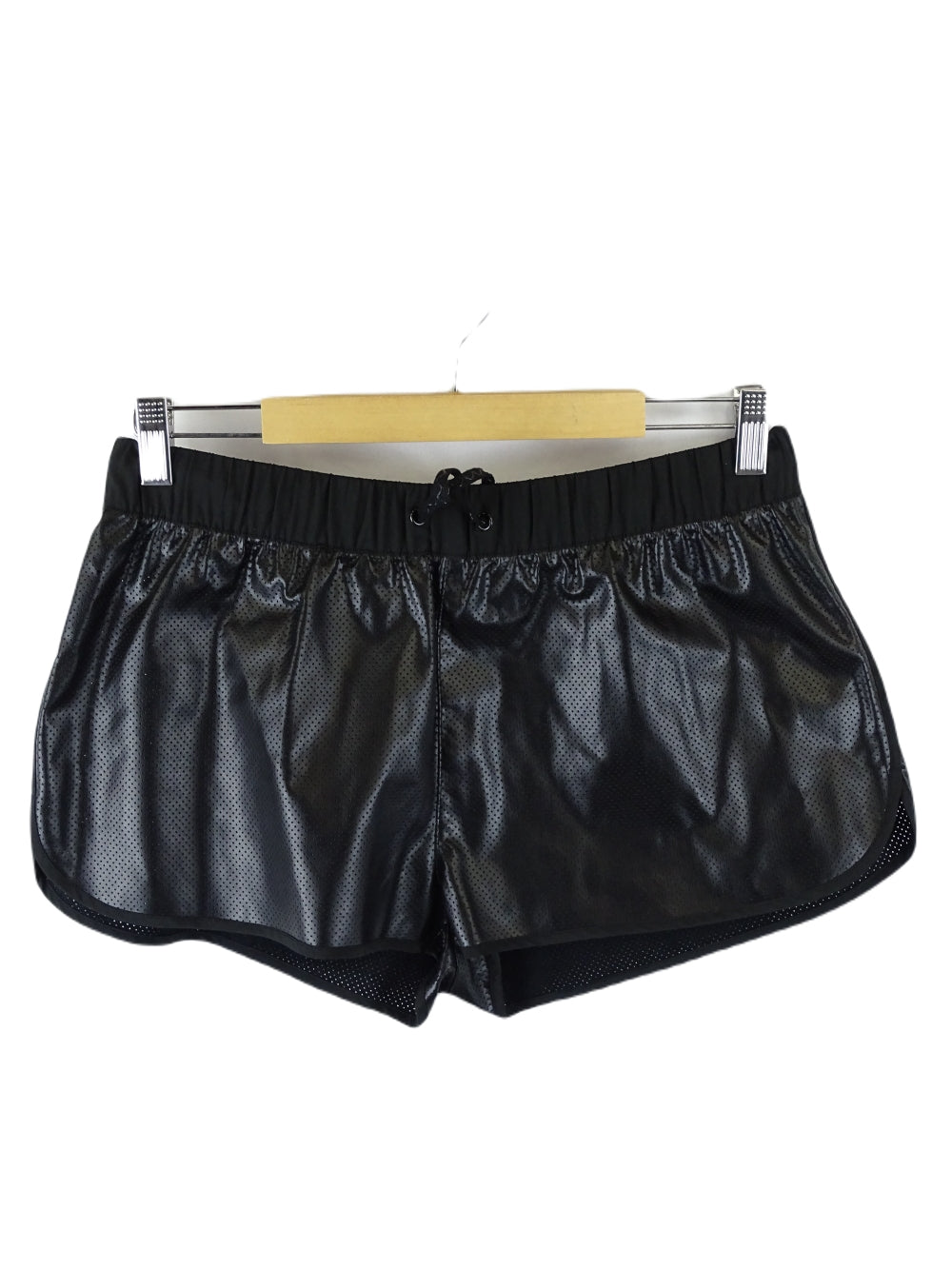 image of Seafolly Black Faux Leather Shorts S