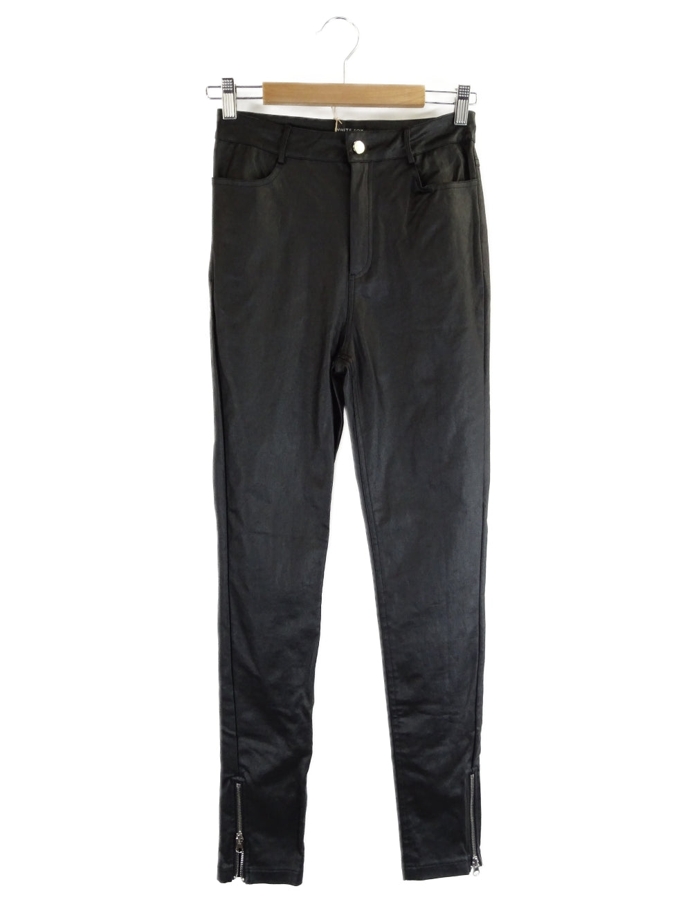 image of White Fox Black Faux Leather Pants S