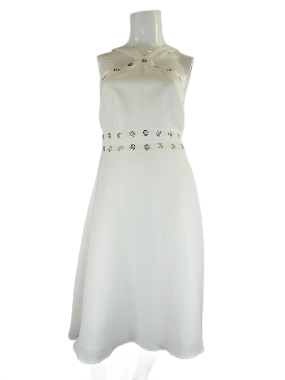 image of Wayne Cooper White Halter Neck Eyelet Dress 12