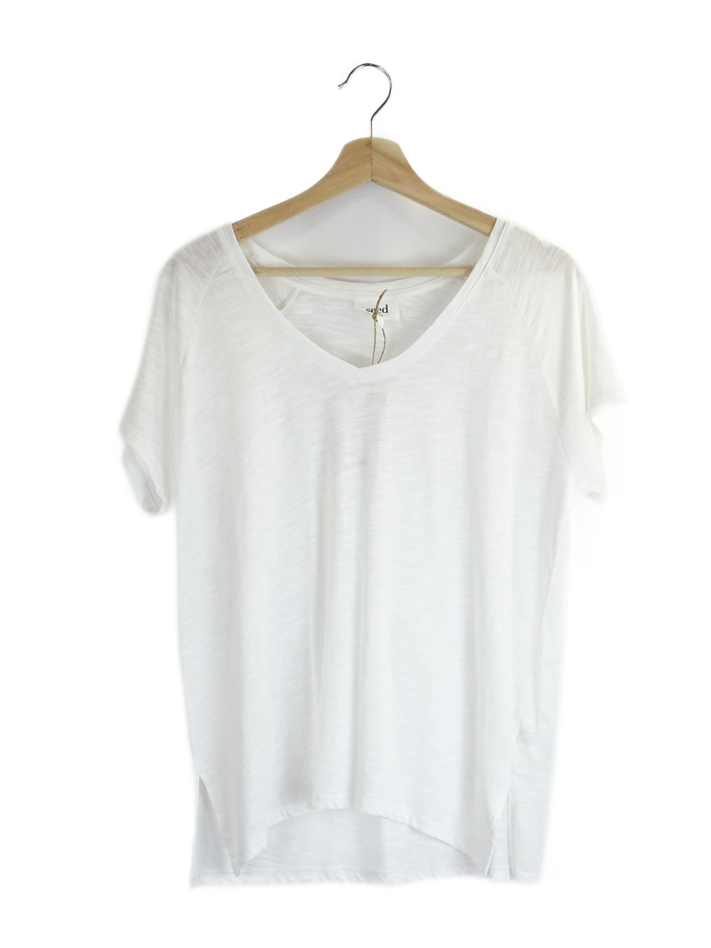 Image of Seed Heritage White V-Neck T-Shirt S