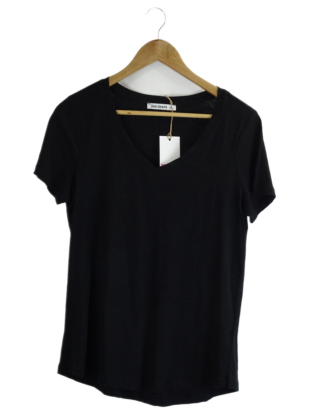 image of Just Jeans Black V-Neck T-Shirt XS