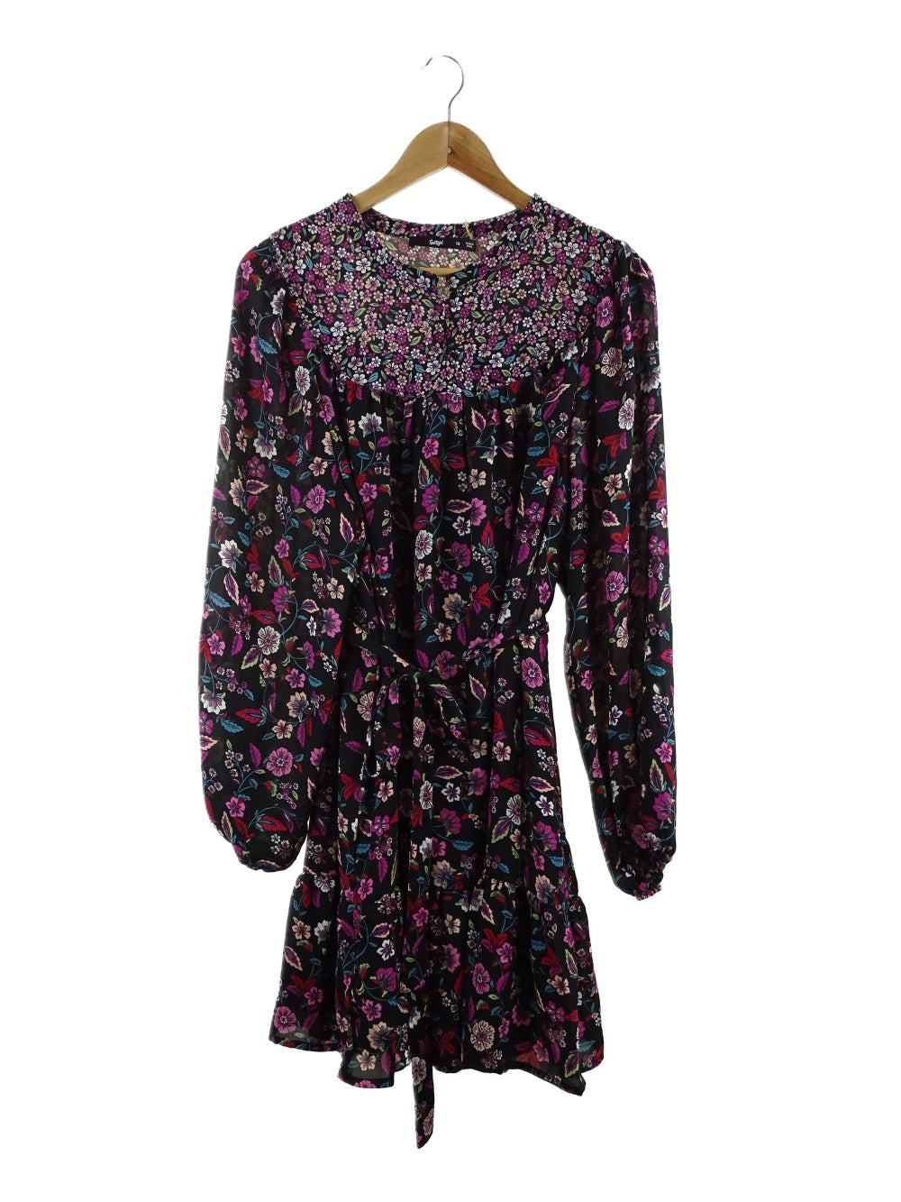 image of Sportsgirl Black and Floral Print Smock Dress 16
